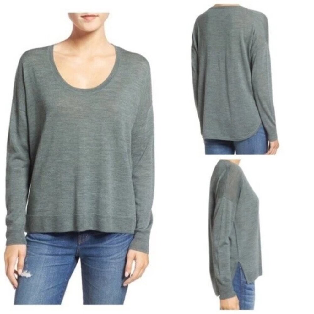 Madewell Women's Sweater Black XS Long Sleeve High Low Merino Wool